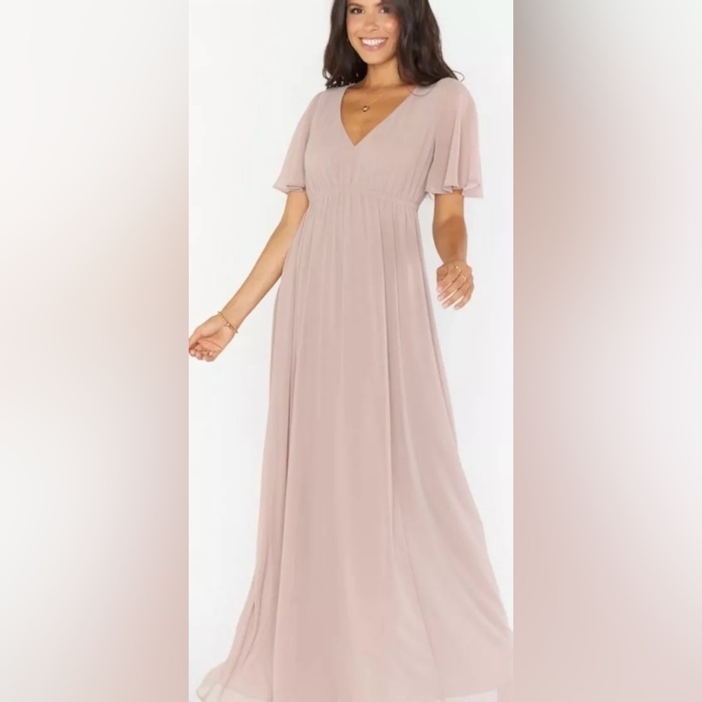 Show Me Your Mumu Emily Empire Maxi Dress Size S Soft Beige NEW​​​​
